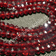 Cristal chino facetado de 4 mm color rojo transparente, tira de 125 unidades