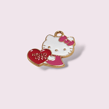 Dije esmaltado gatita con corazón, 16 x 14 mm, por unidad