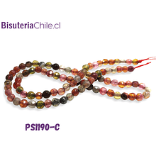 Agatas, agata facetada en tono multicolor, en 4 mm, tira de 90 piedras aprox