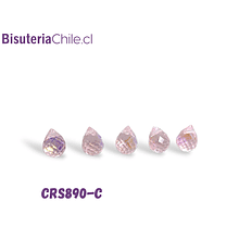 Cristal gota rosa tornasol facetada primera calidad 9,5 x 8 mm, set de 5 unidades