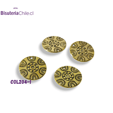 Colgante con diseño dorado, 19 mm de diámetro, set de 4 unidades