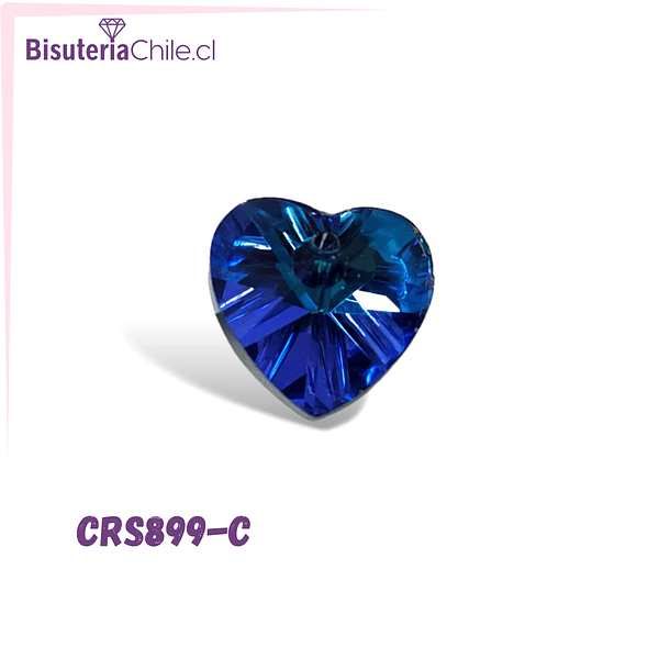 Cristal colgante corazón, azul tornasol 14 mm, por unidad