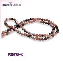 Rodonita facetada de 3 mm, tira de 120 piedras