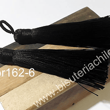 Borla gruesa 1 era calidad, de hilo de seda color negro, 8 cm de largo, set de 2 unidades