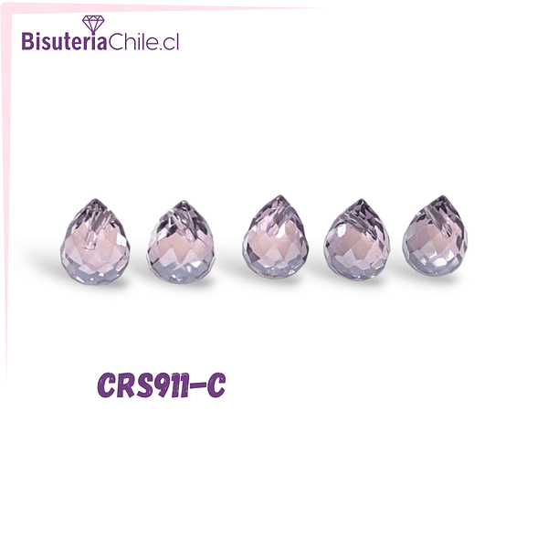 Cristal gota lila facetada primera calidad 9,5 x 8 mm, set de 5 unidades