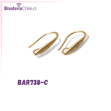 gancho aro baño de oro 18 k, 17 mm, por par