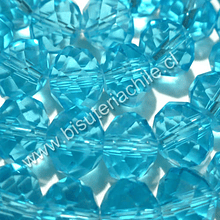Cristal 10 mm x 8 mm, color celeste, tira de 20 unidades