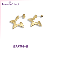 Aro baño de oro en forma de estrella, 18 mm, por par