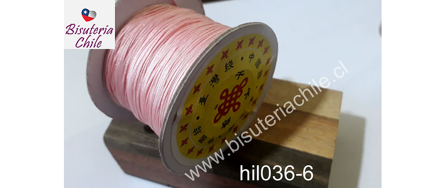 Hilos, Hilo chino color rosado, 0,5 mm de ancho, rollo de 150 metros