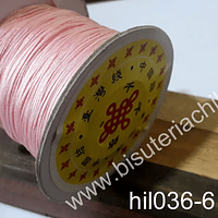 Hilos, Hilo chino color rosado, 0,5 mm de ancho, rollo de 150 metros