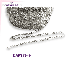 Cadenas, cadena plateada, eslabón de 4 x 3,8 mm, por metro