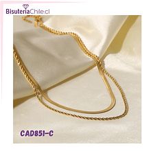 Collar doble de acero inoxidable bañado en oro de 18 k, 40 y 44 cm de largo, más extensión de 5 cm