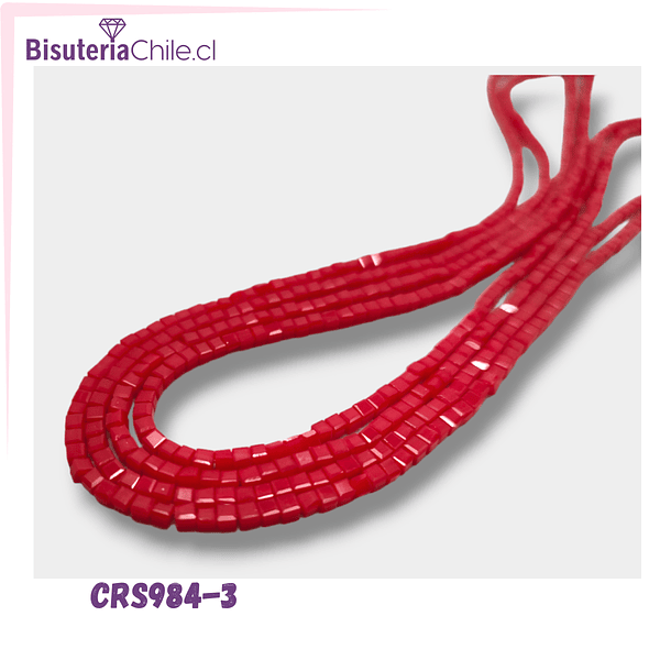 Cristal cuadrado color rojo medio, 2 x 2 mm, tira de 195 cristales aprox.