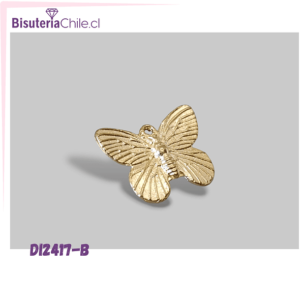 Dije baño de oro en forma de mariposa, 18 x 15 mm, por unidad