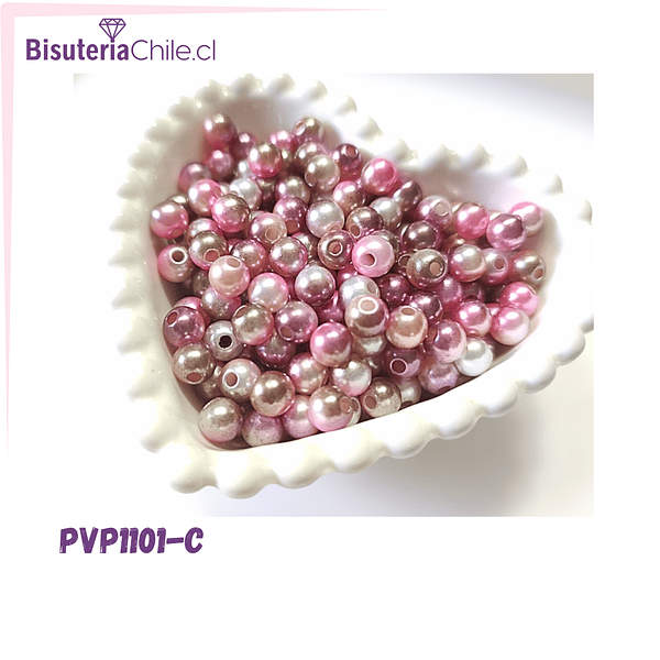 Perla fantasía multicolor, de 6 mm, set 10 grs (100 perlas aprox)