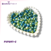 Perla fantasía multicolor, de 6 mm, set 10 grs (100 perlas aprox)