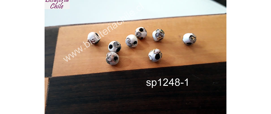 Perla española blanca de 6 mm, set de 8 unidades