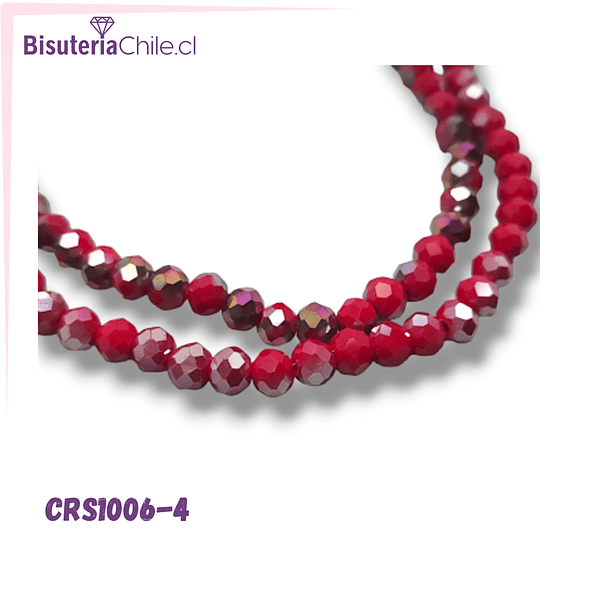 Cristal rojo tornasol 6 mm por 5 mm, tira de 86 unidades