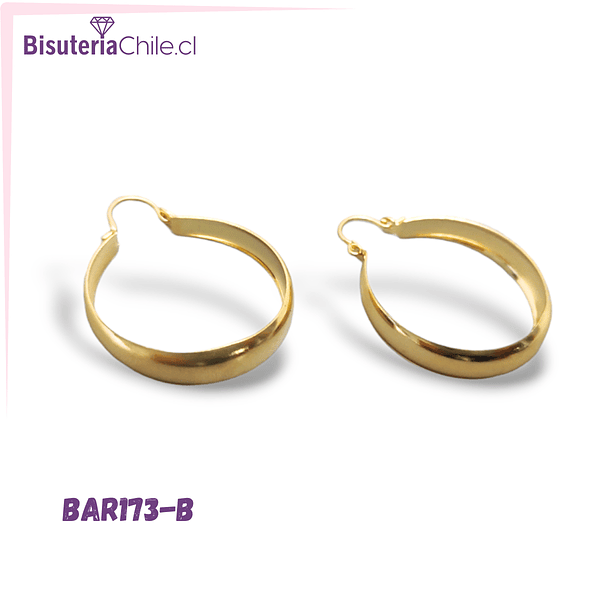 Aro tipo argolla baño de oro 18k, 30 x 6 mm, por par
