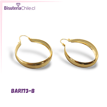 Aro tipo argolla baño de oro 18k, 30 x 6 mm, por par