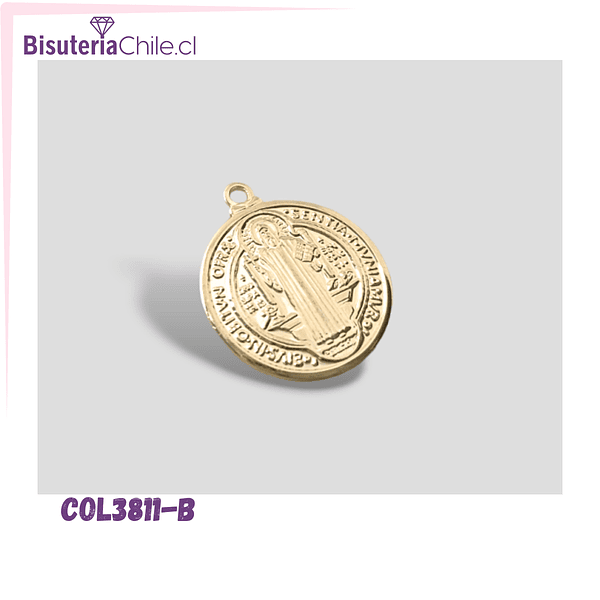 Colgante San Benito baño de oro de 18 k, 20 mm, 1 mm de grosor, por unidad