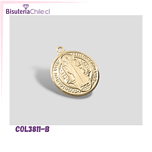 Colgante San Benito baño de oro de 18 k, 20 mm, 1 mm de grosor, por unidad
