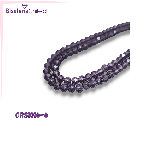 Cristal de 4 mm, color morado, tira de 128 cristales aprox.