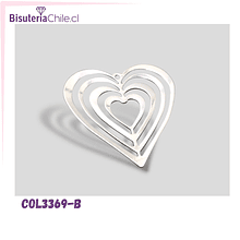 Colgante corazón baño de plata, 35 x 32 mm, por unidad. San Valentin