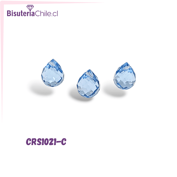 Cristal gota celeste facetada primera calidad 9,5 x 8 mm, set de 5 unidades