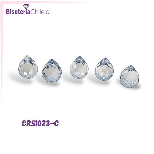 Cristal gota  gris facetada primera calidad 9,5 x 8 mm, set de 5 unidades