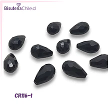 Cristal gota, color negro, 15 X 10 mm, 10 cristales