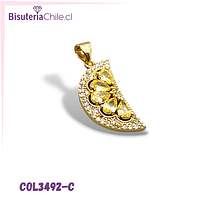 Colgante Limón, zirconia y baño de oro, 18 k, 21 x 11 mm, por unidad