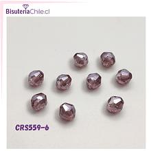 Cristal especial en forma de bicono facetado, 6 x 6 mm, color ciruela, set de 25 cristales