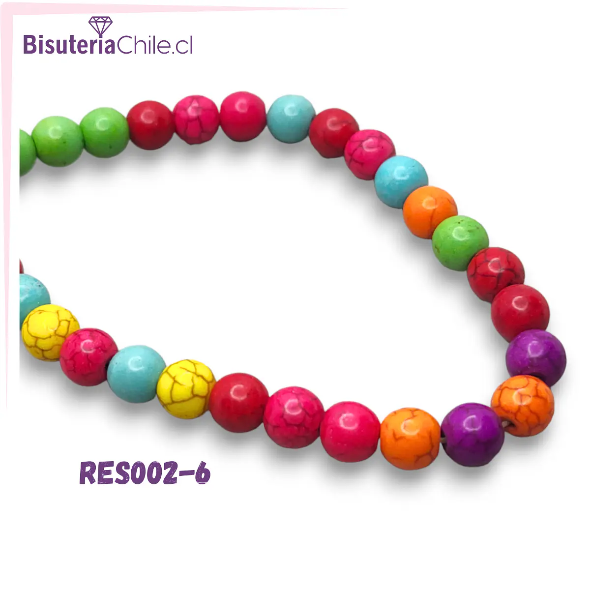 Perla de resina de colores variados, 8 mm, tira de 50 uni...