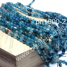 Agatas, Agata de 4 mm en tonos azules, tira de 92 piedras