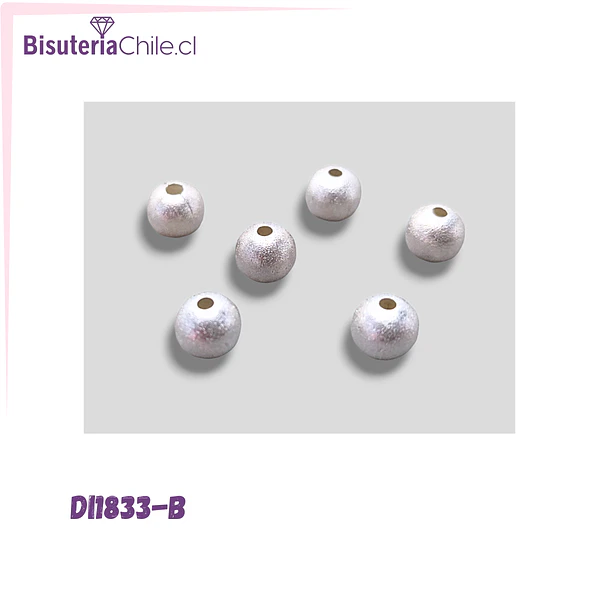 Separador baño de plata escarchada, 6 mm, set de 6 unidades
