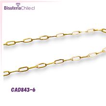 Cadena acero inoxidable dorada, eslabón de 6 x 2.5 mm, por metro