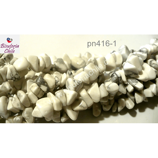 Howlita picada, piedra medana, tira de 80 cm