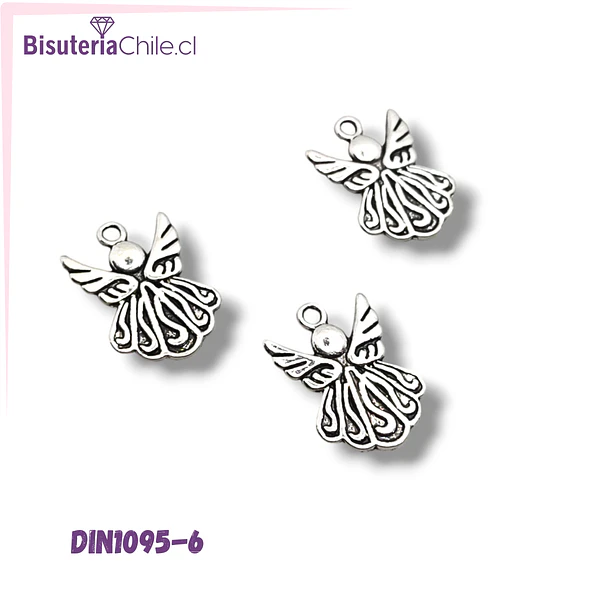 Dije plateado ángel, 21 x 15 mm, set de 3 unidades
