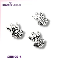 Dije plateado ángel, 21 x 15 mm, set de 3 unidades
