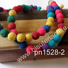 Piedra volcanica en multicolor, 6 mm, tira de 60 unidades aprox