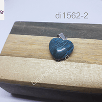Dije de jaspe azul en forma de corazón, 16 x 16 mm, por unidad