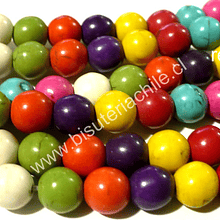 Perla de resina de colores variados, 8 mm, tira de 50 unidades