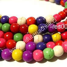 Perla de resina de colores variados, 6 mm, tira de 72 unidades aprox.