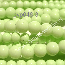 Perla de vidrio 6 mm color verde claro, tira de 72 perlas aprox