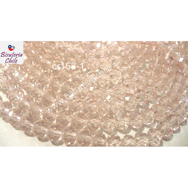 cristal chino facetado de 6 mm en color rosado transparente, tira de 88 cristales
