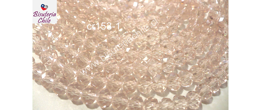 cristal chino facetado de 6 mm en color rosado transparente, tira de 100 cristales