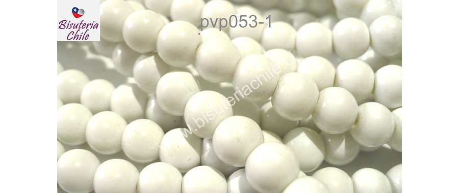 perla de vidrio color blanco de 8 mm, tira de 53 piedras aprox