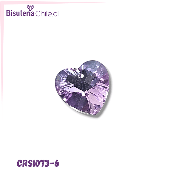 Cristal colgante corazón, rosa tornasol 12 mm, por unidad