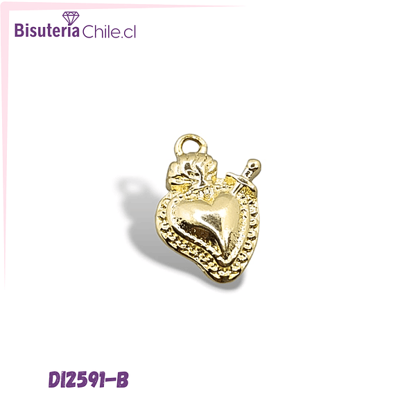 Dije corazón detente baño de oro, 16 x 10 mm, por unidad